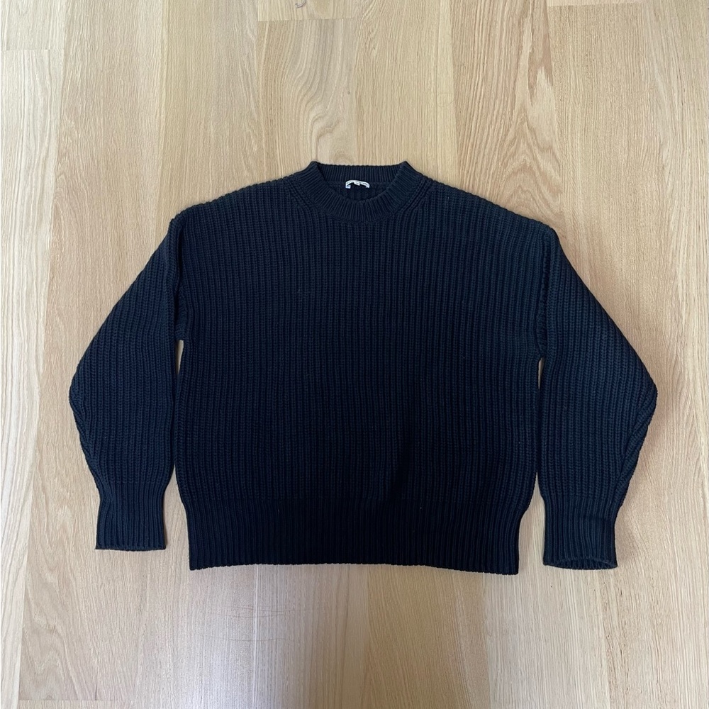 Reformation Sam Cashmere Oversized Crew Sweater Black Large